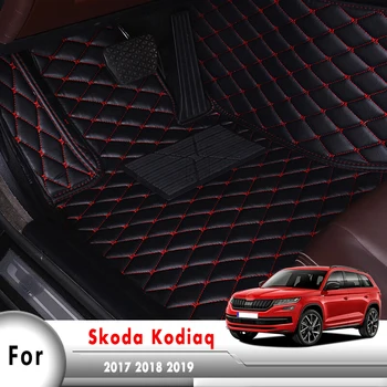 Avto predpražnike Za Skoda Kodiaq 2017 2018 2019 2020 (5 sedežev), Auto Preproge Zajema Styling Pribor Floorliners Usnje Preprogo