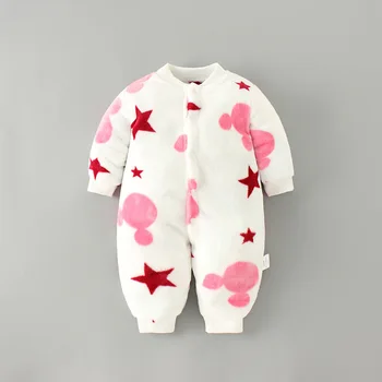Baby Romper Pozimi Newborn Baby boy, girl Obleke srčkan Print Toplo Malčke baby Mehko Runo Jumpsuit Pižamo dojencek dekliška oblačila