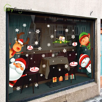 Barvita Božič nalepke doma dekor okna okraski, luštna, Božični okraski, otroci soba dekoracijo sten hiša dekoracijo