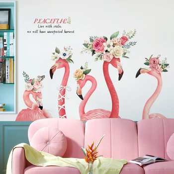 Barvita Flamingo Stenske Nalepke Doma Dekor Grils Spalnica, Dnevna Soba, Kopalnica, Steklo Dekoracijo Vinil Umetnosti Nalepko Ozadje
