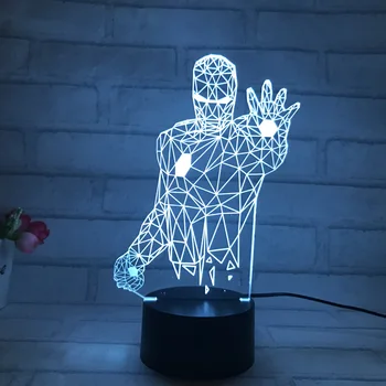 Barvita, Iron Man, 3D Holograma Svetlobe Lampara LED Akril Lučka Vidne Svetlobe Dotik Stikala Iluzijo Noč Svetlobe Darilo za Otroka Lampka