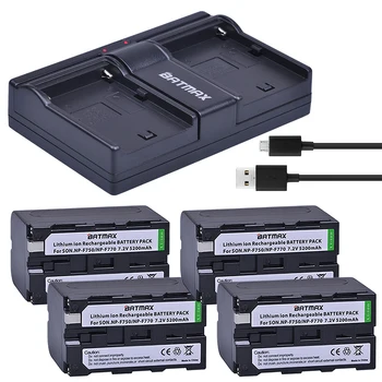 Batmax 4Pcs 7,2 V 5200mAh NP-F770 NP-F750 NP F770 NP F750 NPF770 750 Baterije + Dual USB Polnilec za Sony CCD-RV100 DCR-TRU47E