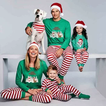 Božič Družinski Pižamo Nastavite Družino videz Ujemanja obleke Odraslih Otrok božič PJs Določa bombaž stranka Sleepwear Sneg risanka More