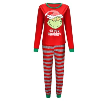 Božič Družinski Ujemanje Pižamo Sklop Priložnostne Rdeče smešno Homewear Obleko z Dolgimi Rokavi Risanka Tiskanja božič družinski pižami