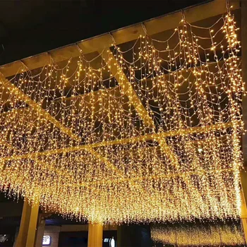 Božič Garland LED Zavese Ledenica Niz Luči 4m 96 Led Notranji Padec Stranka, Vrtna Ulica Prostem, Okrasna Vila Luči