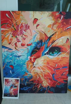Brez okvirjev diy slike, ki jih številk cat mačka, barvanje z številke za dom dekor platno slikarstvo 4050cm kitty v razmišljanje