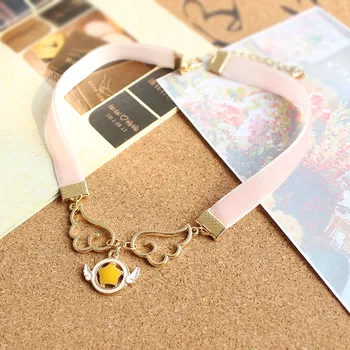 Brezplačna dostava 6pcs/veliko modni nakit dodatki kovinski emajl angel krilo star srce sailor moon Card Captor Sakura ogrlica