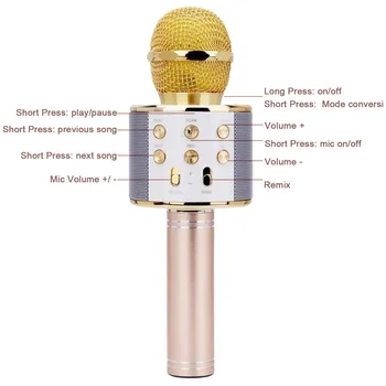 Brezžična tehnologija Bluetooth Karaoke Mikrofon 3in1 Ročni Karaoke Mic Zvočnika Odmeva MIC za Začetni Fazi, Božič, Rojstni dan Doma Stranka