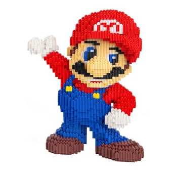 Cartoon Super Mario Igre Gradnik 3D Model Kompleti Velika Velikost Mini Opeke Igrače za Boy Otroke Darila 8550PCS 35 CM Visok