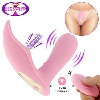 Daljinsko Obrabe Sesanju Vibratorji G spot Klitoris Stimulacije Nastavek Bedak Nosljivi Metulj, Dildo, Vibrator Odrasle Sex igrače za ženske