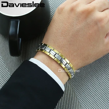 Davieslee Magnetna Zapestnica Za Moške Energije Moč Zlata, Srebrna Barva Nerjavnega Jekla Verige Zapestnice Mens Darila 13mm 8inch DKB608