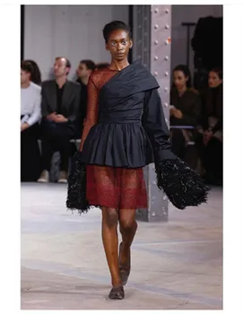 DEAT 2021 novo pomlad moda za ženske oblačila Evropi enotni Ramenski naguban ruffles visoko pasu mini dolžina obleko WE01100M