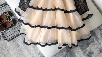 Dekleta princesa obleko z dolgimi rokavi čipke torto moda novo leto obleko 2019 nova zasnova otroci dekle kolena-dolžina obleko za kdis otrok