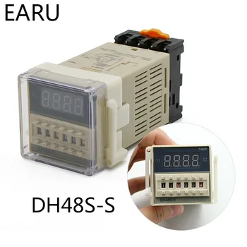 DH48S-S za 0,1 s-990h 110V AC 220V DC 12V 24V Ponovite Cikel SPDT Programabilni Števec Časa Stikalo Rele z Vtičnico Znanja DH48S Din Rail