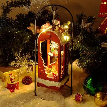 DIY Božič Lutke Kabini Koči Miniaturni DIY Hiša X Mas Okraski X mas Visi Drevo Decor Božična Darila za Rojstni dan