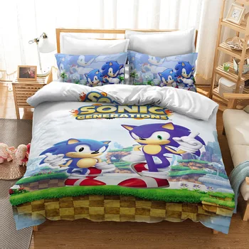 Doma Tekstilne Sonic Hedgehog Risanke 3d Posteljnina Nabor Otrok, Posteljno Perilo Evropi/ZDA/Avstralija Quen King Size Rjuhe Kritje Določa