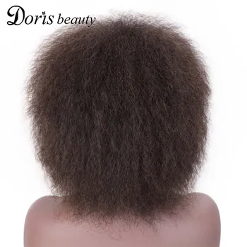Doris lepoto Lasulja Afro za Ženske Afriške Temno Rjava, Črno Rdeče Barve Yaki Naravnost Kratek Lasuljo Sintetičnih Cosplay Lase