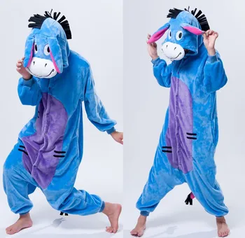 Eeyore Osel Pajama Živali Enem Kosu Unisex Onesie Pijama Odraslih Halloween Onesies Pozimi Flanela Sleepwear Splošno Onsie