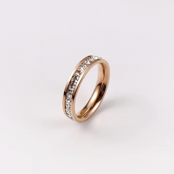 Eksplozivne Moda Eno-in Dvoposteljnih Vrstico Crystal Ring za Ženske, za Moške, iz Nerjavnega Jekla Obroč Rose Gold Plating Nekaj Prstan na Debelo
