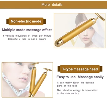 Energije 24K Gold T Lepoto Bar Obraza Roller Impulz, Učvrstitev Massager Anti Aging Obraz Gubam Zdravljenje Hujšanje Gubam Stick