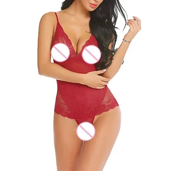 Erotično perilo za ženske spolne perilo Modni Plus Velikost Ženske Seksi Čipke Perilo Sleepwear Crossocheilus Bodysuit Bodydoll 2019