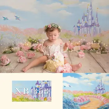Fantasy Grad Otrok Portret Ozadju Vijolično Cvetlični Sanjsko Princesa Rojstni dan Umetnosti Fotografijo Ustrelil Ozadje novorojenčka otroci cvetja