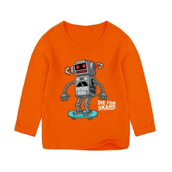 Fantje in dekleta Risanke Robot rolkanje T-shirt otroci 2y 3y 4y 5y 6y 7y 8y 9 leto majice z dolgimi rokavi dojenček jesenski oblačila