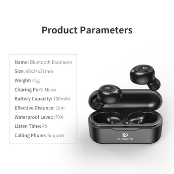 FLOVEME TWS 5.0 Slušalke Bluetooth Brezžične Športne Slušalke z Mikrofon Stereo Polnjenje Polje Ključ Nadzor Čepkov Za Telefon