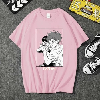 Haikyuu Smešno Risanka Graphic Majica s kratkimi rokavi Moški Modni Japonski Anime T-shirt Poletne Ulične Tshirt Vrh Tees Moški