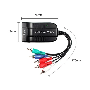 HDMI Moškega YPbPr Pretvornik 1080P z Resolucijo Stikalo za Podporo OSD HDMI za 5RCA Komponentni Video YPbPr RGB Prilagodilnik Pretvornika