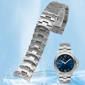 Iz nerjavečega jekla watchband za PAM111 441 manšeta 24 mm srebrna visoke kakovosti mat krivulja koncu watch zapestnica