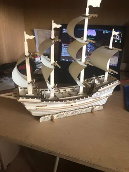 Jadrnica ladje Jigsaw Igrače Učenje stavbe trajekt model puzzle darilo za otroke 3D Lesene DIY lesa otrok učenje igrače čoln