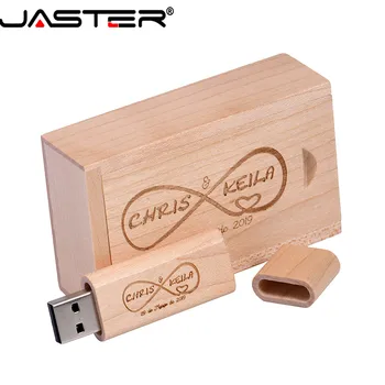 JASTER (brez LOGOTIPA) lesene usb + box usb flash drive pendrive 4GB 8GB 16GB 32GB 64GB fotografija, poročna darila