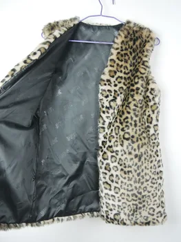 Jeseni, pozimi dolgo specializiranimi za umetno krzno telovnik toplo telovnik ženski plus velikost telovnik, suknjič Leopard waistcoat