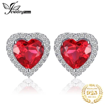 JewelryPalace Srce Ustvaril Ruby Stud Uhani 925 Sterling Srebrni Uhani Za Ženske Dragih Kamnov, Korejski Earings Modni Nakit
