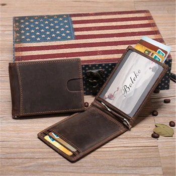 Kartico vrečko denarnice dve uporaba modela osebnosti retro črno rjavo denarnico kovanec torbici Prva Plast Usnja Cowhide Zrel človek je denarnica