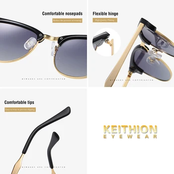 KEITHION 2019 Polarizirana Semi-Rimless sončna Očala Ženske/Moški Letnik Riž Nohtov UV400 Klasična Očala blagovne Znamke Oblikovalec sončna Očala