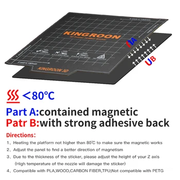Kingroon 180*180mm Gibkih Magnetnih 2 Plast Tiskanja HotBed Nalepke Graditi Odstranitev Površine za KP3S 3D Tiskalnik Platformo Toplote Postelja