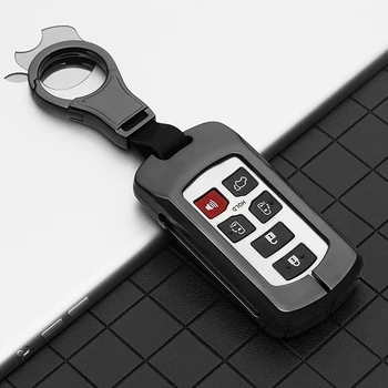 Kovine, usnje Avto Ključ Kritje velja Za Toyota Sienna 2011-2020 Tipko Tacoma Tacoma Smart brez ključa za Daljinsko Keychain Zaščitnik 6 Gumb