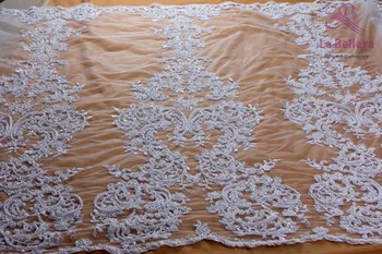La Belleza čisto bela/ off white velike pattener težka ročno beaded poročno obleko tkanine, čipke 52