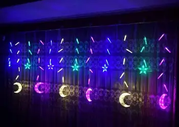 LED Luna Zavesa Svetlobe, Ledenica Svetlobe LED Pentagram Božič Luči Dekoracijo Luči