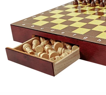 Leseni Šah Nastavite Visoko Kakovostni 4 Kraljica Šah Igra Kralj Višina 80 mm Šahovske Figure, Zložljiva 30*30 cm Šahovnici z Lesenimi Chessmen I8