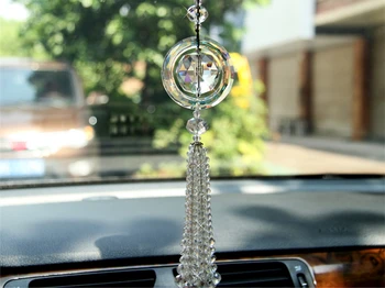 Luksuzno Ročno Avto Styling Vzvratno Ogledalo Srečen Obesek Crystal Steklo, Viseči Okras Avto Notranje Opreme Pribor