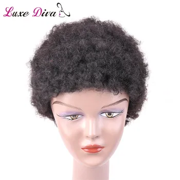 LUXEDIVA Brazilski Afro Kinky Kodraste Lasuljo 4 inch Kratek Človeških Las Lasulje Naravne Barve Remy Cheveux Človeških Las Lasulje Za Black Ženske
