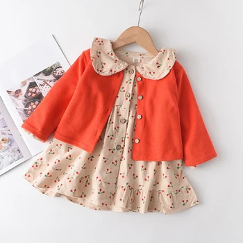 Menoea Dekleta Obleke 2020 Korejski Modni Slog Jeseni Otrok Cvetlični Dolg Rokav Obleka Plašč Dekle Lutka Ovratnik Priložnostne Obleko