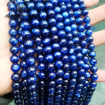 Modra Kianit Beads7-8 mm Izbrati Velikost Kroga Modre Barve Veleprodajna Cena Človek, Ogrlico, Obesek Pripomoček Za Nakit, Izdelava