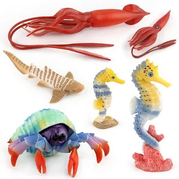 Morske Živali Figuric Slika Zbirateljske Igrače Hobotnica Seahorse Puščavnik Rakovice Model Prvotni Ocean Številke Igrača Otroci Darilo