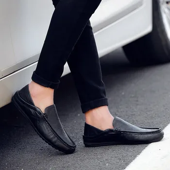 Moški Loafers Usnje 2020 Luksuzne blagovne Znamke Čevlji na Prostem Moda Črna Vožnje Čevlji Moški Zdrsne na Loafers Chaussure Homme Moccasins I