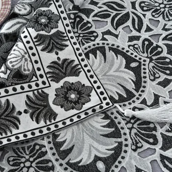 Najnovejše 2 kom/set Krog 140 cm Luksuzni Enbroidery Tabela Perilo Modni, Elegantni Črni Iver Krpo Namizni Dekor Dodatki
