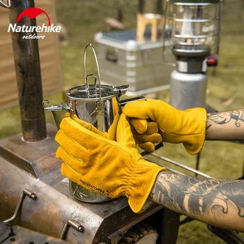 Naturehike Prostem cowhide rokavice dela zavarovanja so odporni na obrabo, delovni kamp usnje retro rumene rokavice